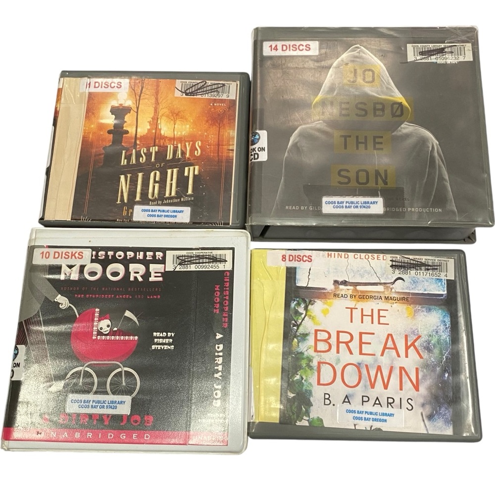 Lot of 4 Audio Books Fiction The Son Nesbo Break Down Paris Dirty Job Moore
